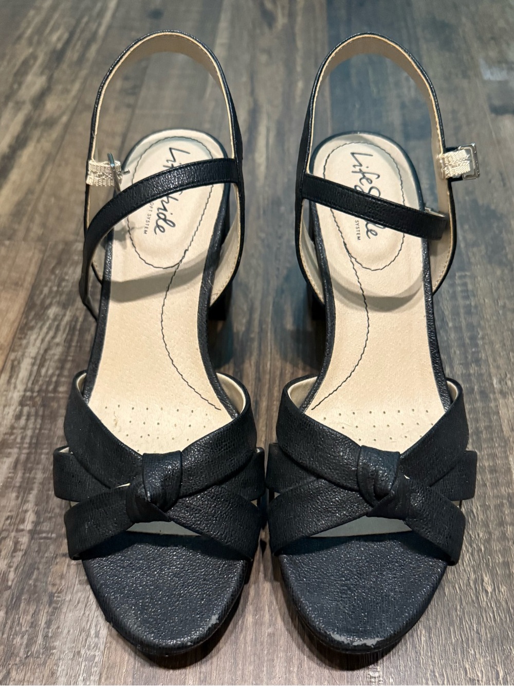Life Stride Black Knotted Slingback Heels - Size 7.5